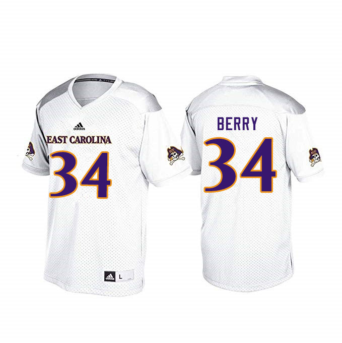 Men #34 Myles Berry ECU Pirates College Football Jerseys Sale-White